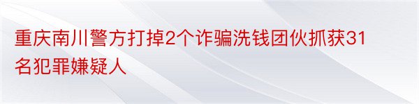 重庆南川警方打掉2个诈骗洗钱团伙抓获31名犯罪嫌疑人